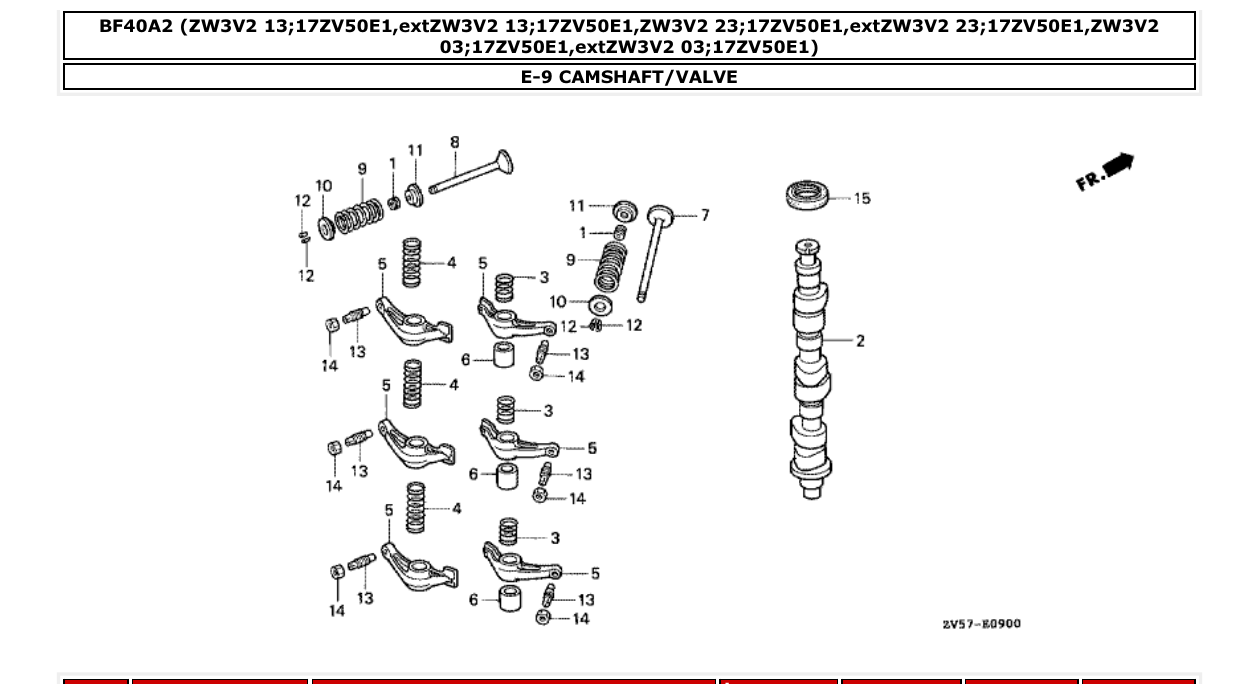 Fig. E-9 – CAMSHAFT/VALVE diagram