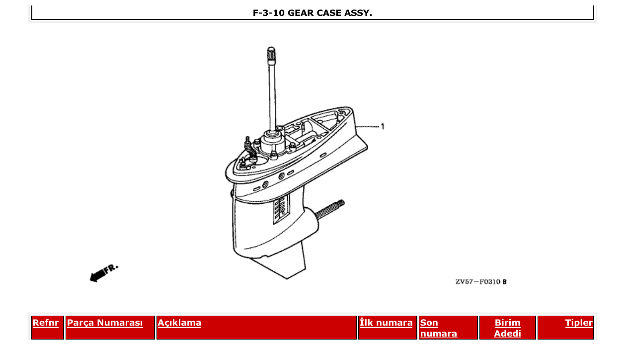 Fig. F-3-10 – GEAR CASE ASSY. diagram