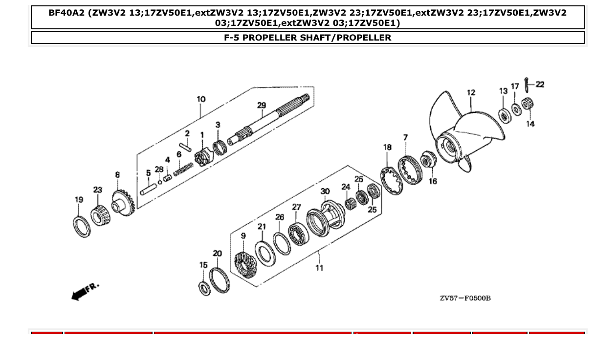 Fig. F-5 – PROPELLER SHAFT/PROPELLER diagram