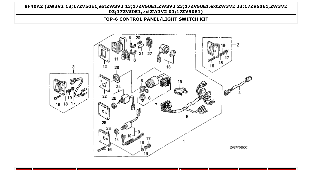 Fig. FOP-6 – CONTROL PANEL/LIGHT SWITCH KIT diagram