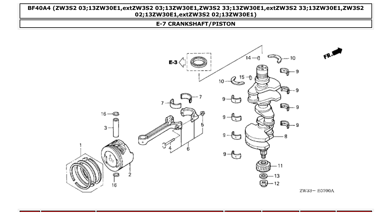 Fig. E-7 – CRANKSHAFT/PISTON diagram