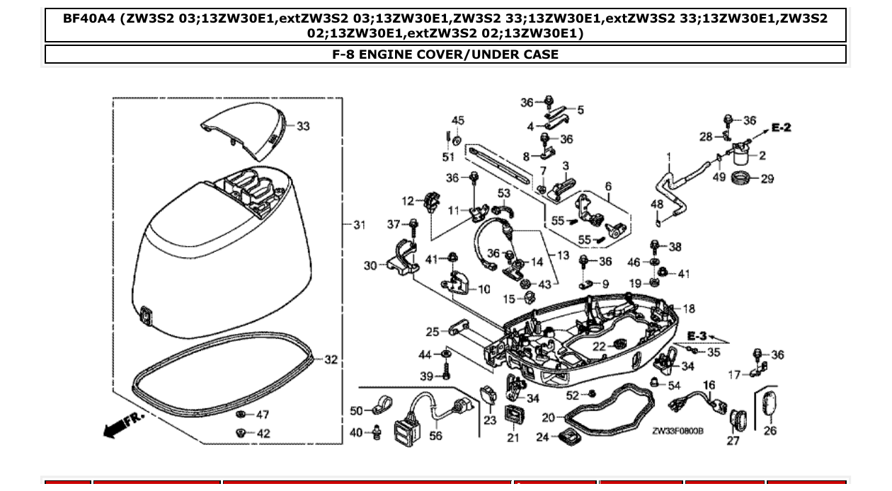 Fig. F-8 – ENGINE COVER/UNDER CASE diagram