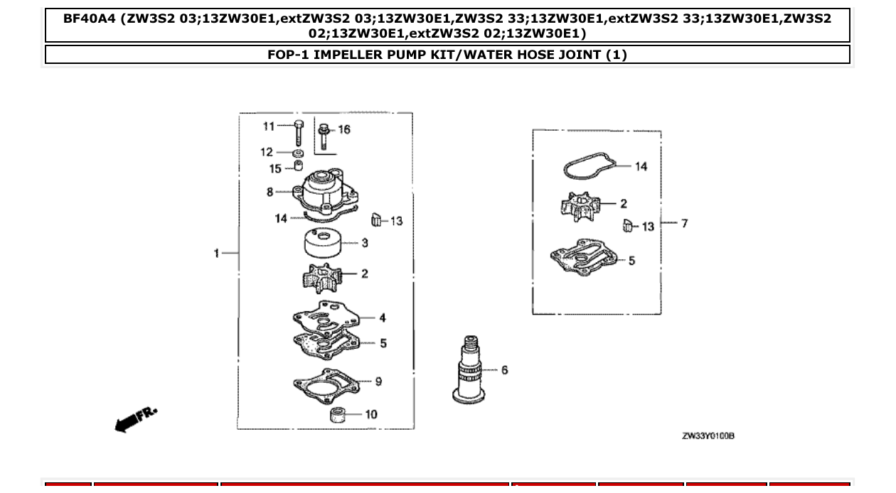 Fig. FOP-1 – IMPELLER PUMP KIT/WATER HOSE JOINT (1) diagram