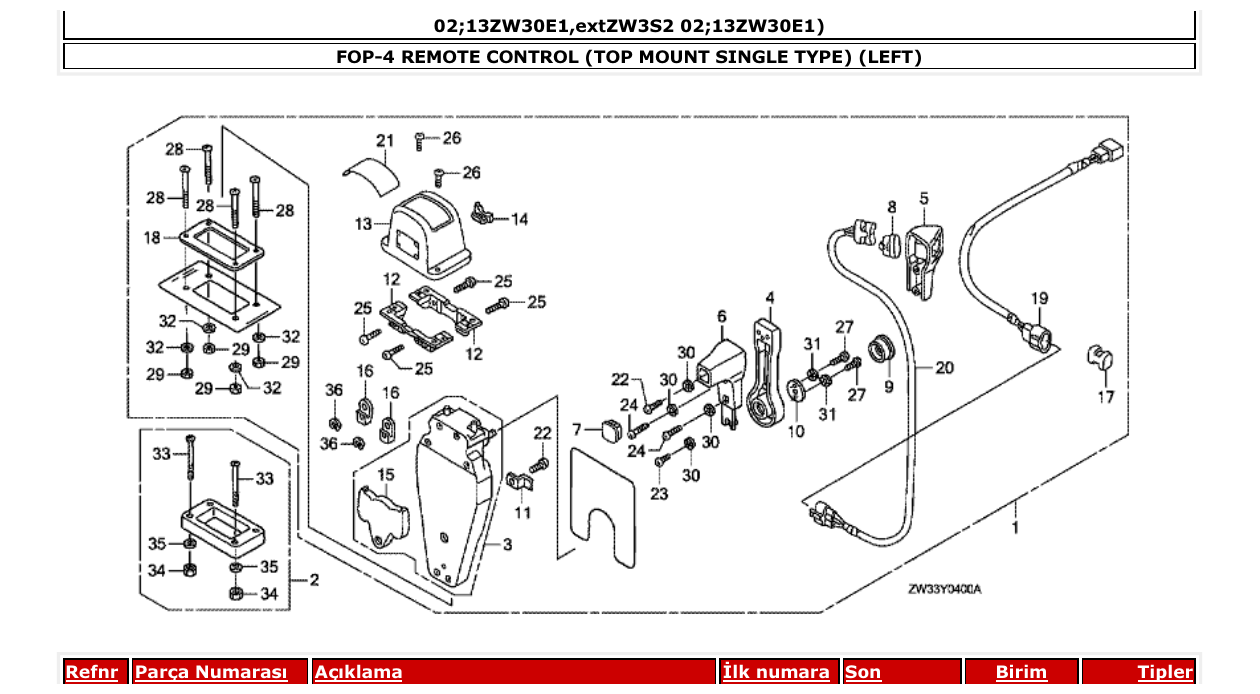 Fig. FOP-4 – REMOTE CONTROL (TOP MOUNT SINGLE TYPE) (LEFT) diagram