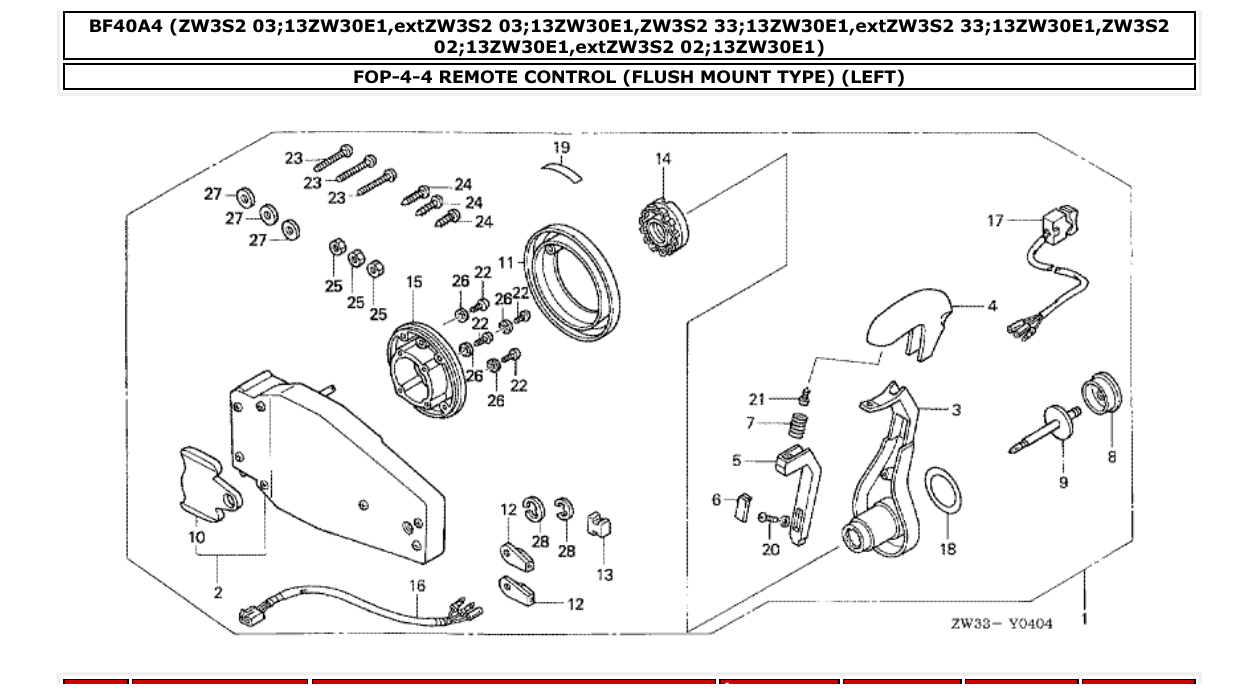 bf40a4 – section FOP-4-4 REMOTE CONTROL (FLUSH MOUNT TYPE) (LEFT) parts diagram