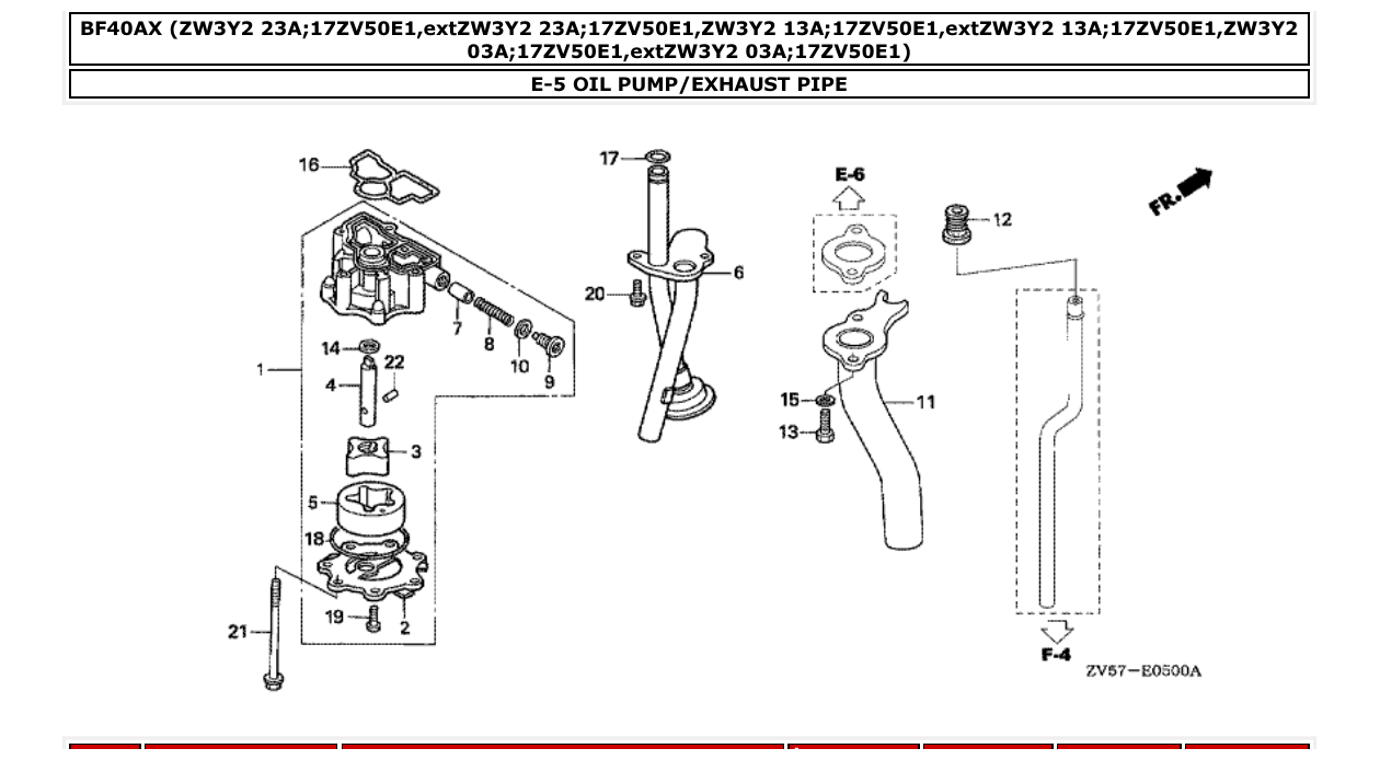 Fig. E-5 – OIL PUMP/EXHAUST PIPE diagram