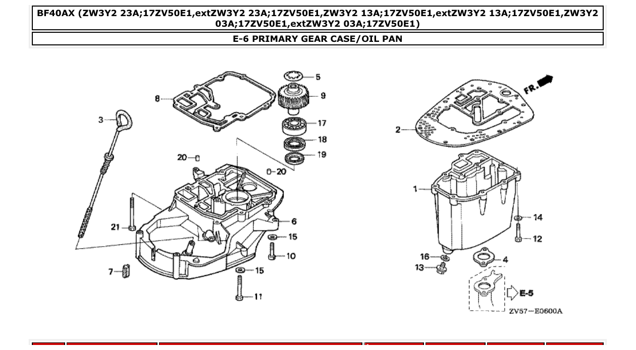 Fig. E-6 – PRIMARY GEAR CASE/OIL PAN diagram