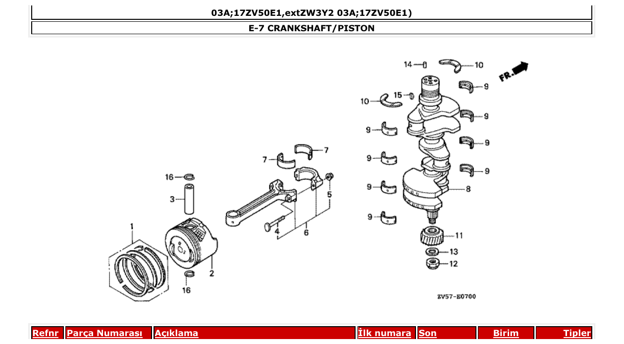 Fig. E-7 – CRANKSHAFT/PISTON diagram