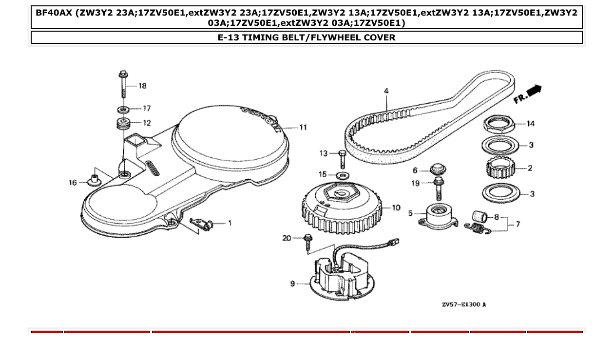 Fig. E-13 – TIMING BELT/FLYWHEEL COVER diagram