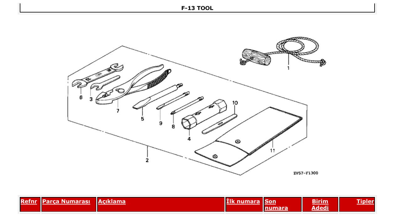 bf40ax – section F-13 TOOL parts diagram