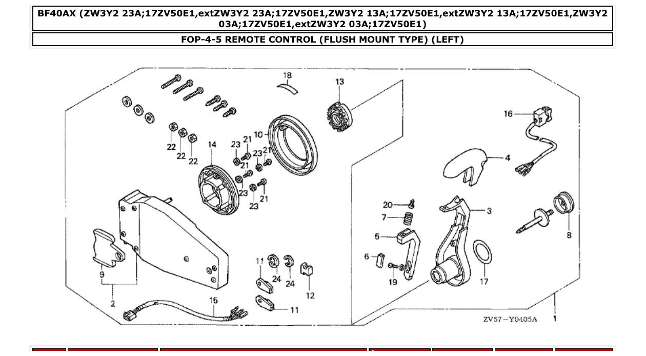 bf40ax – section FOP-4-5 REMOTE CONTROL (FLUSH MOUNT TYPE) (LEFT) parts diagram
