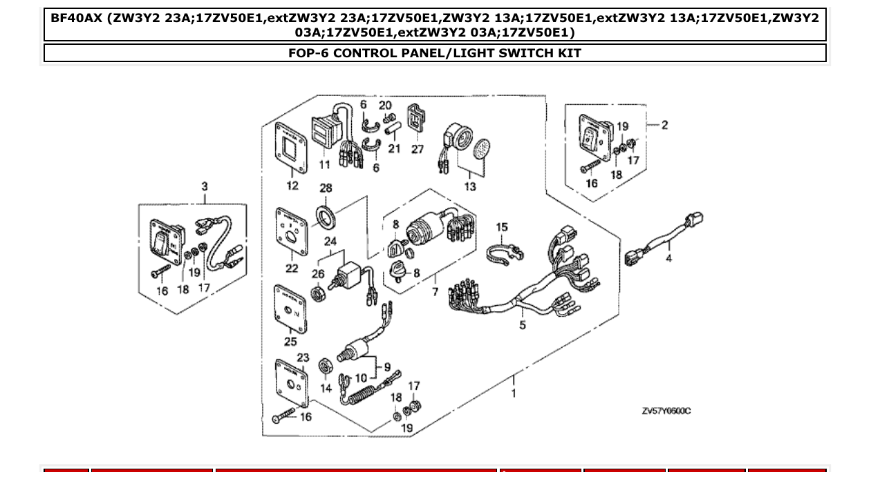 Fig. FOP-6 – CONTROL PANEL/LIGHT SWITCH KIT diagram