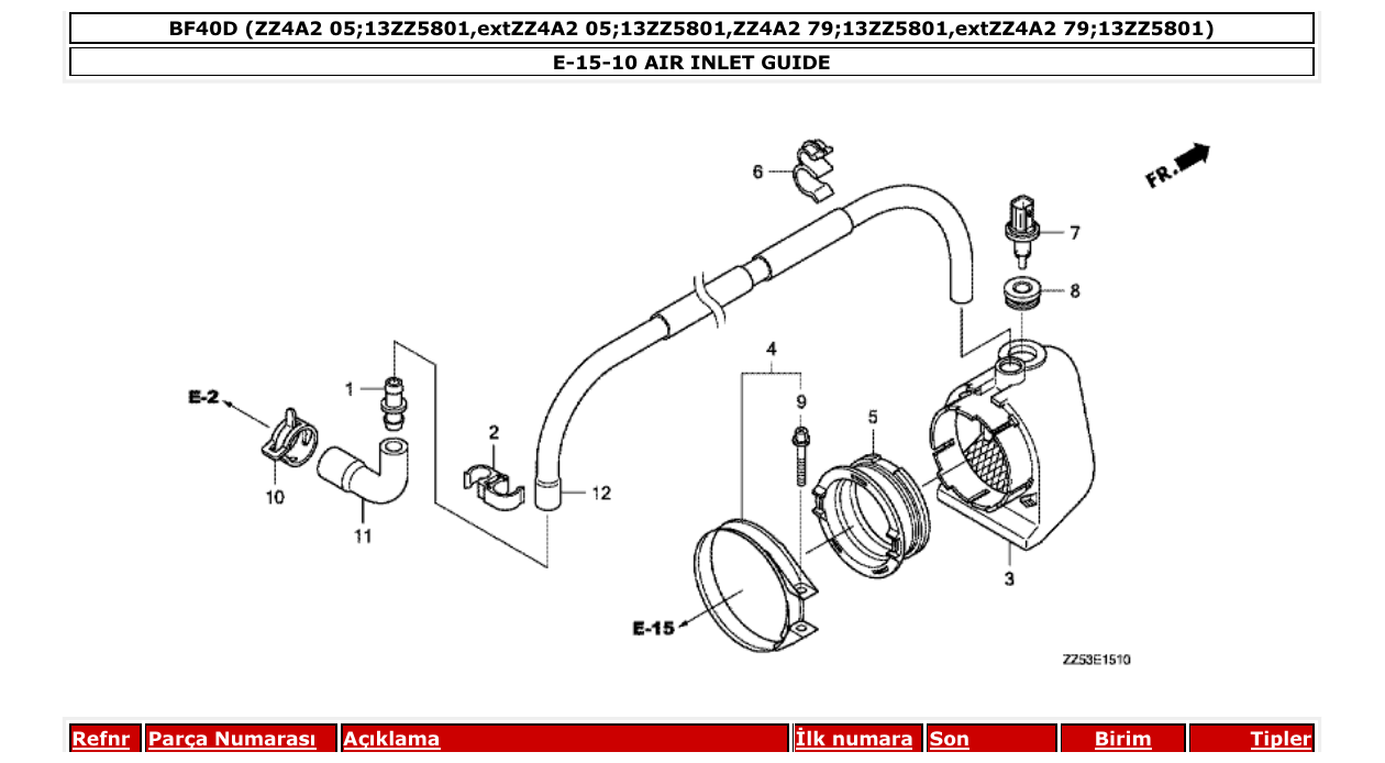 Fig. E-15-10 – AIR INLET GUIDE diagram