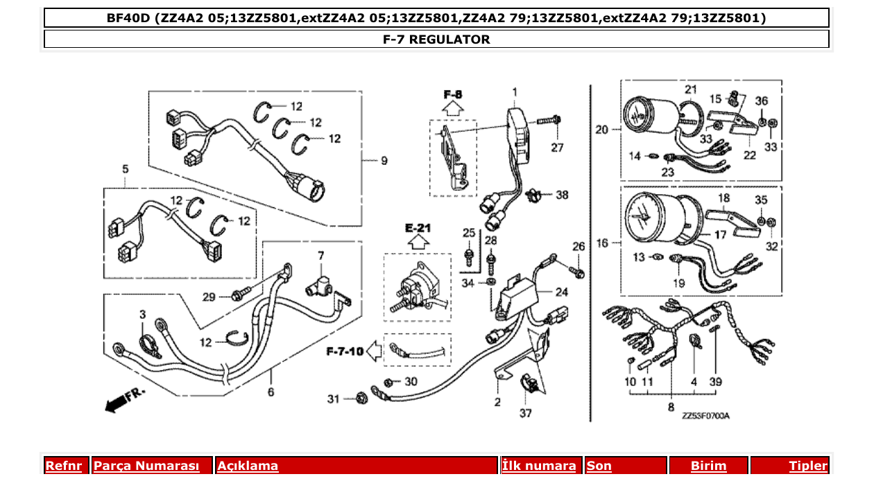 bf40d – section F-7 REGULATOR parts diagram