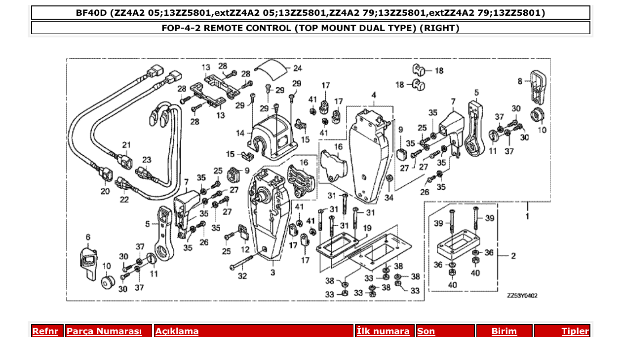 Fig. FOP-4-2 – REMOTE CONTROL (TOP MOUNT DUAL TYPE) (RIGHT) diagram