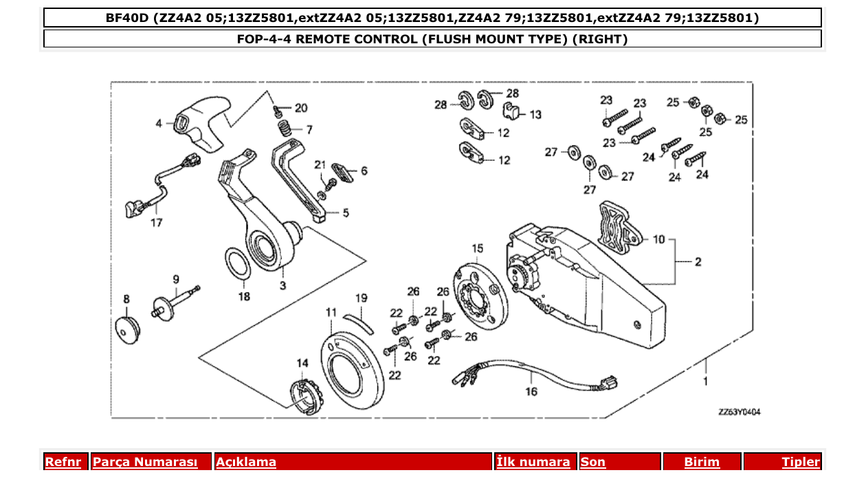 Fig. FOP-4-4 – REMOTE CONTROL (FLUSH MOUNT TYPE) (RIGHT) diagram