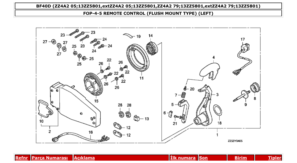 Fig. FOP-4-5 – REMOTE CONTROL (FLUSH MOUNT TYPE) (LEFT) diagram