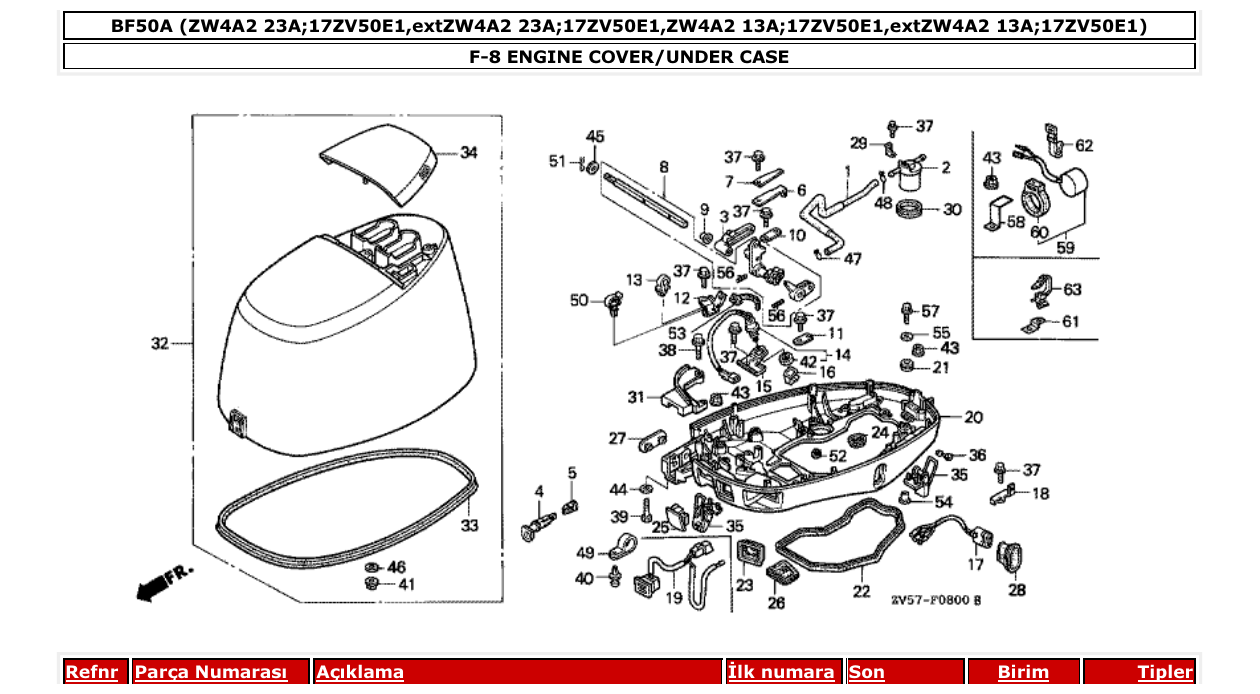Fig. F-8 – ENGINE COVER/UNDER CASE diagram