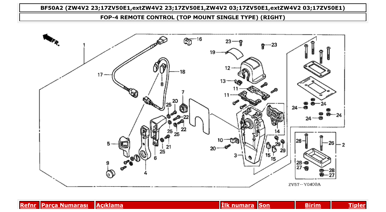 Fig. FOP-4 – REMOTE CONTROL (TOP MOUNT SINGLE TYPE) (RIGHT) diagram