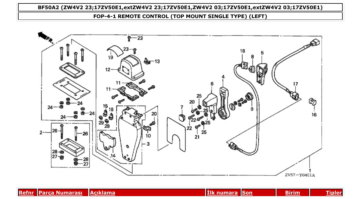 Fig. FOP-4-1 – REMOTE CONTROL (TOP MOUNT SINGLE TYPE) (LEFT) diagram