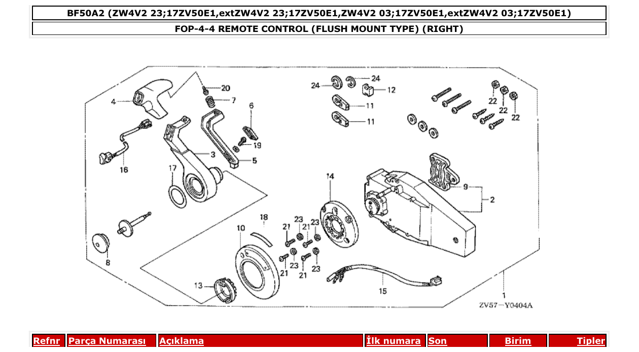 Fig. FOP-4-4 – REMOTE CONTROL (FLUSH MOUNT TYPE) (RIGHT) diagram