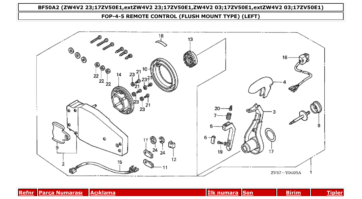 Fig. FOP-4-5 – REMOTE CONTROL (FLUSH MOUNT TYPE) (LEFT) diagram