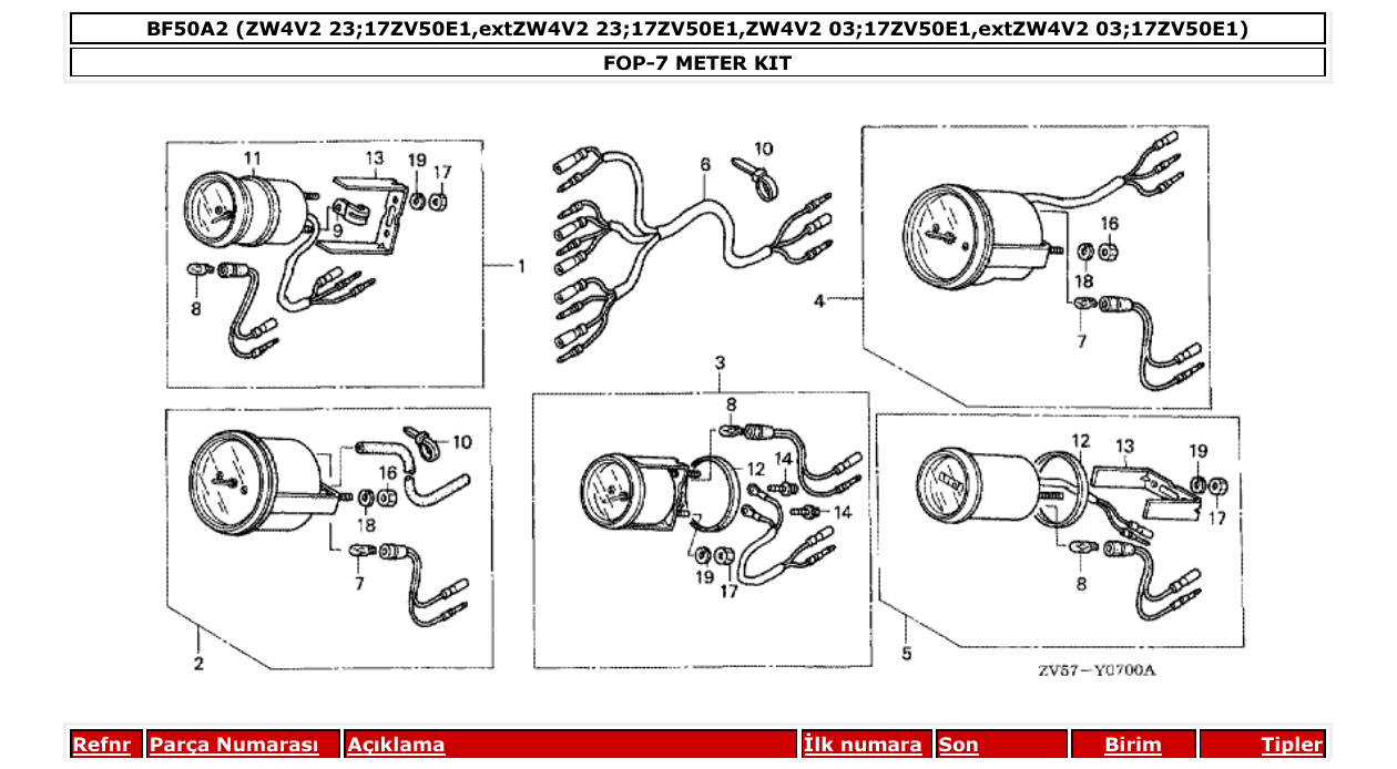 bf50a2 – section FOP-7 METER KIT parts diagram
