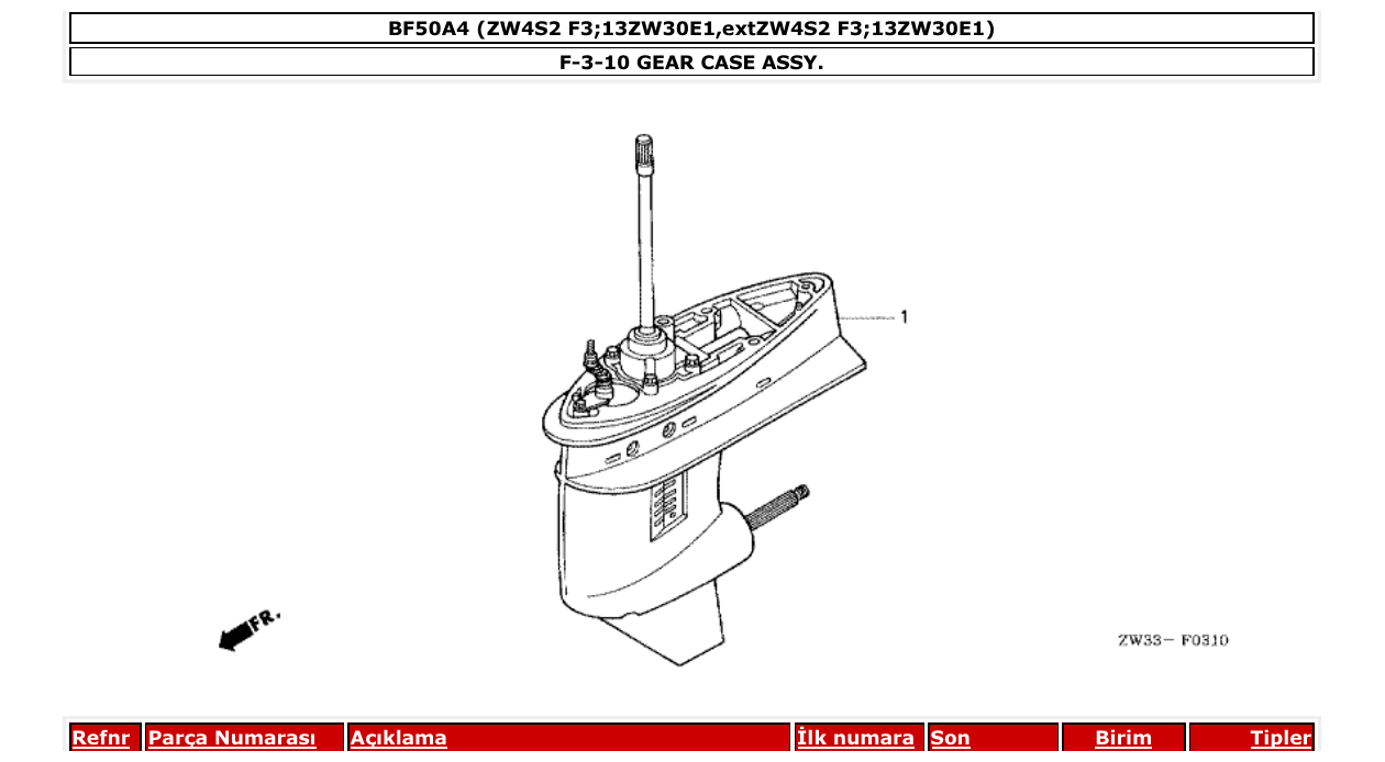 Fig. F-3-10 – GEAR CASE ASSY. diagram