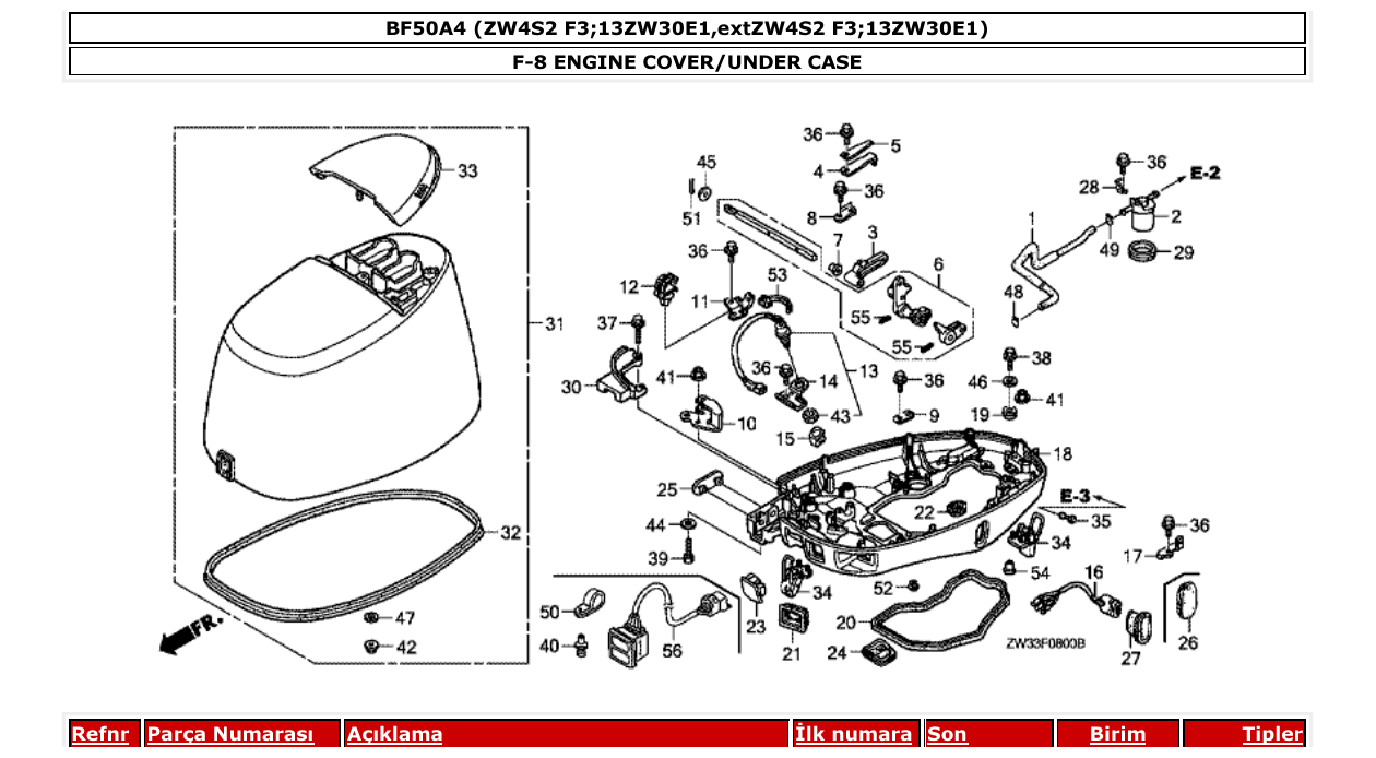 Fig. F-8 – ENGINE COVER/UNDER CASE diagram