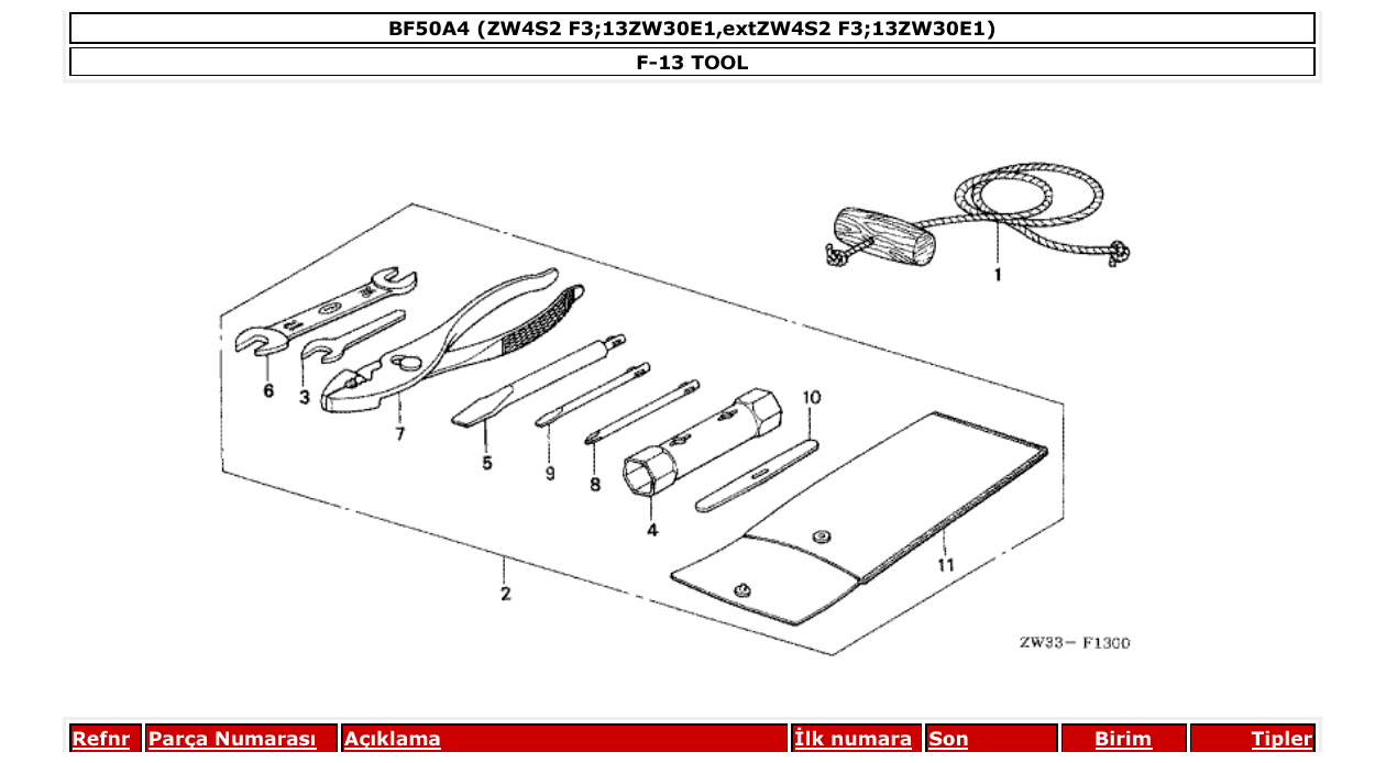 bf50a4 – section F-13 TOOL parts diagram