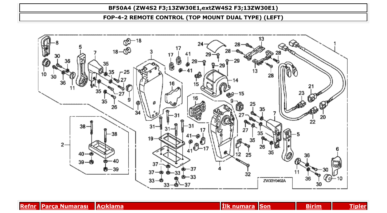 Fig. FOP-4-2 – REMOTE CONTROL (TOP MOUNT DUAL TYPE) (LEFT) diagram