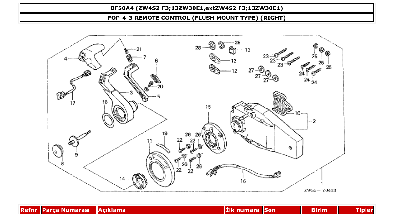 Fig. FOP-4-3 – REMOTE CONTROL (FLUSH MOUNT TYPE) (RIGHT) diagram