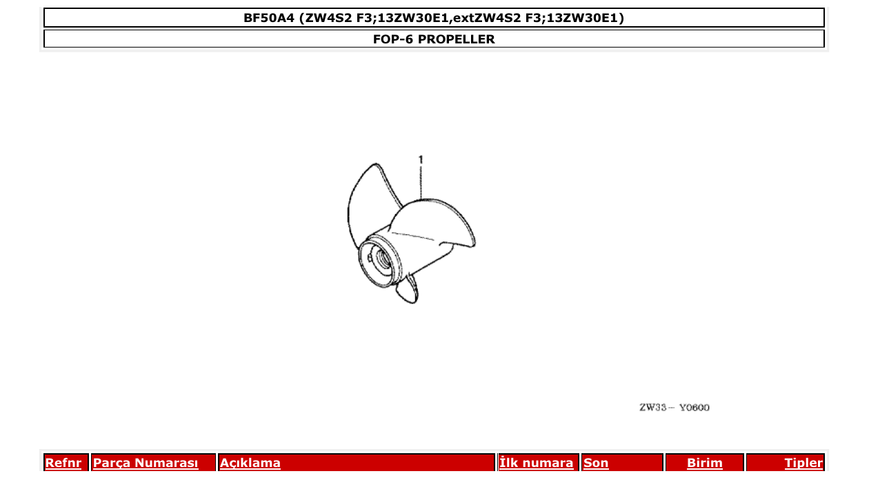 bf50a4 – section FOP-6 PROPELLER parts diagram
