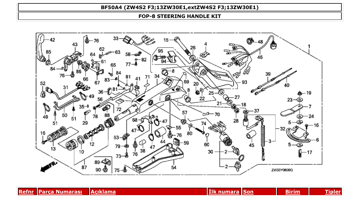 Fig. FOP-8 – STEERING HANDLE KIT diagram