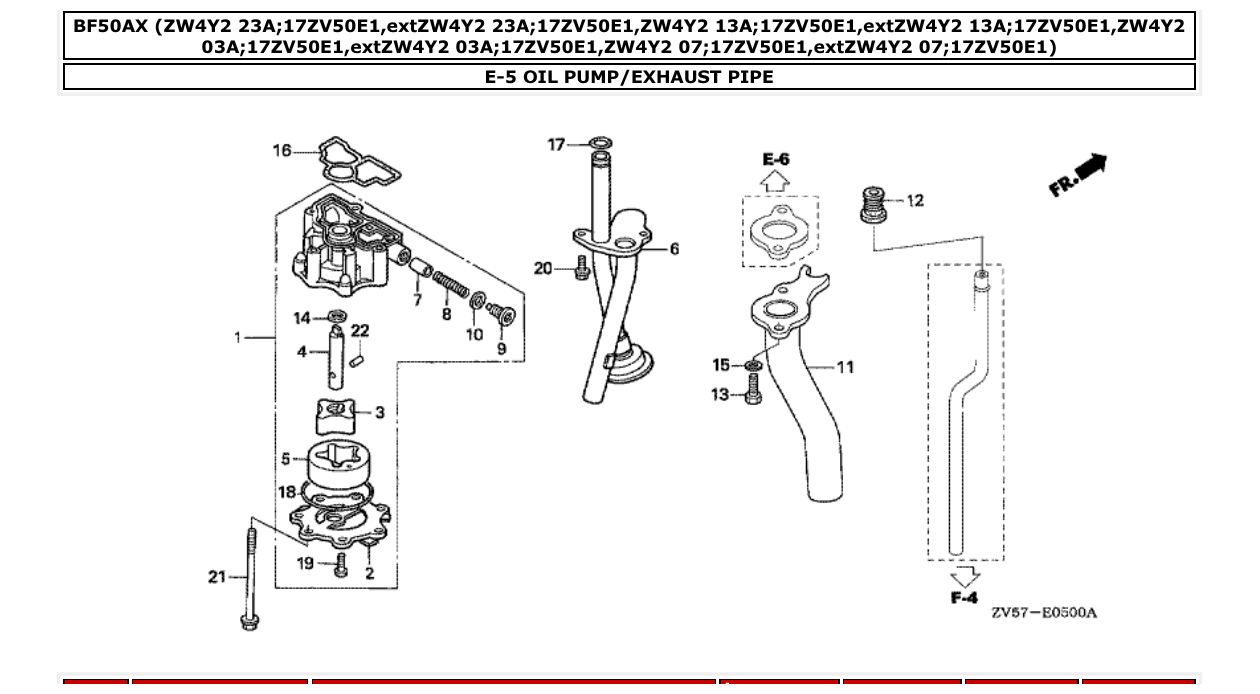 Fig. E-5 – OIL PUMP/EXHAUST PIPE diagram