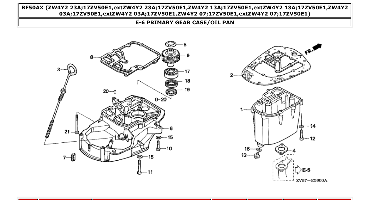 Fig. E-6 – PRIMARY GEAR CASE/OIL PAN diagram