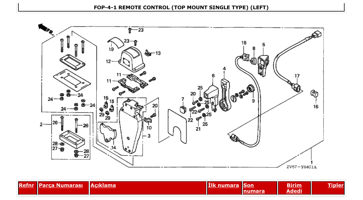 Fig. FOP-4-1 – REMOTE CONTROL (TOP MOUNT SINGLE TYPE) (LEFT) diagram