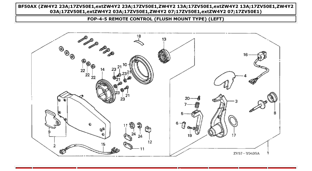 bf50ax – section FOP-4-5 REMOTE CONTROL (FLUSH MOUNT TYPE) (LEFT) parts diagram