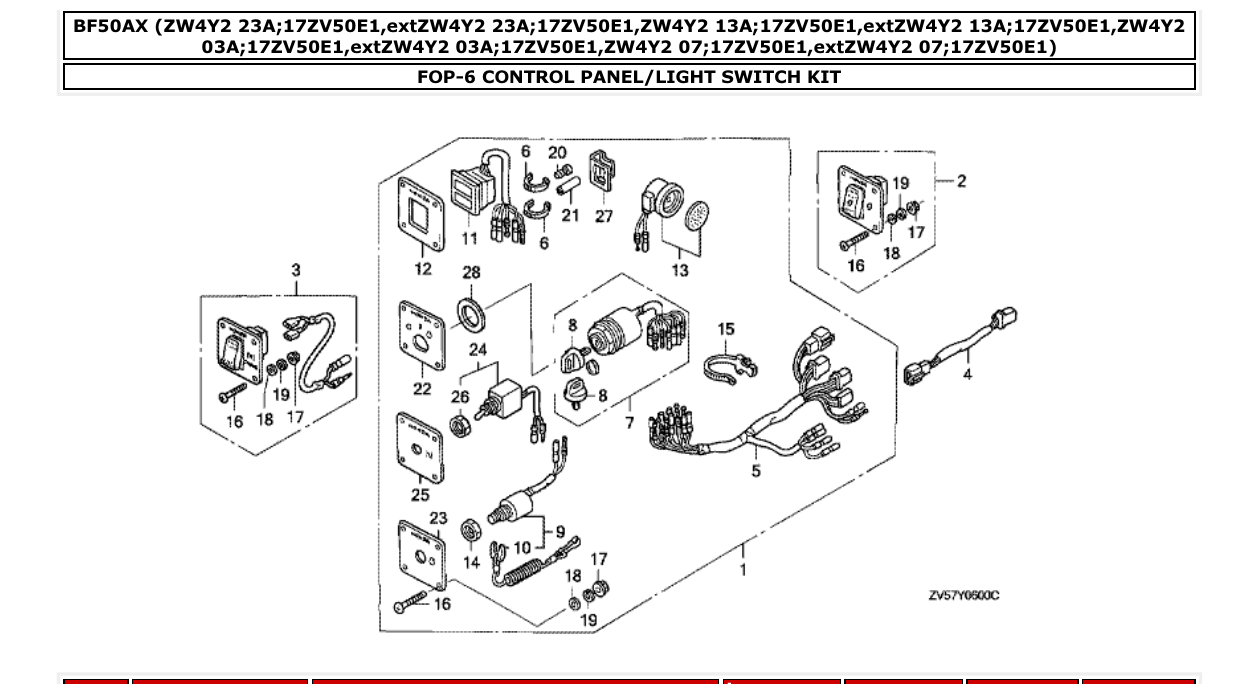 Fig. FOP-6 – CONTROL PANEL/LIGHT SWITCH KIT diagram