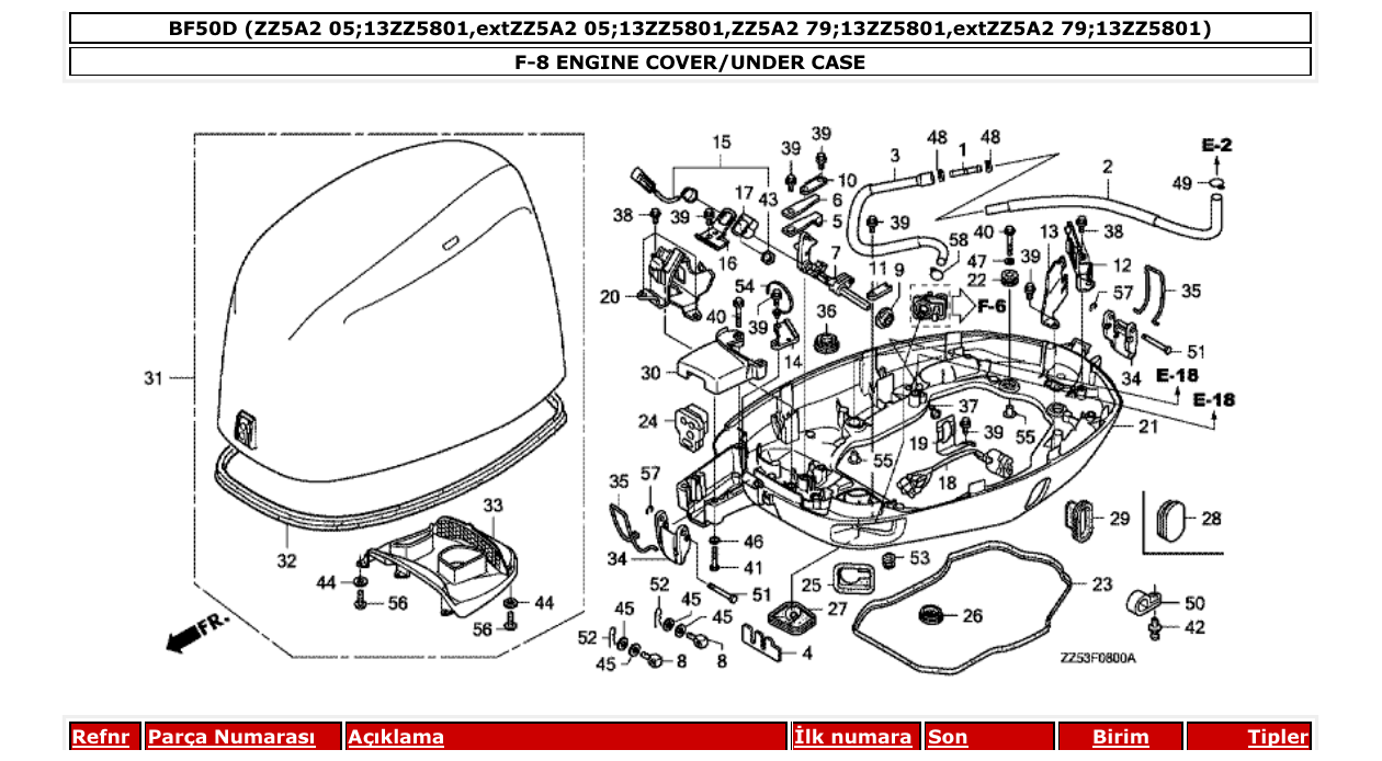 Fig. F-8 – ENGINE COVER/UNDER CASE diagram