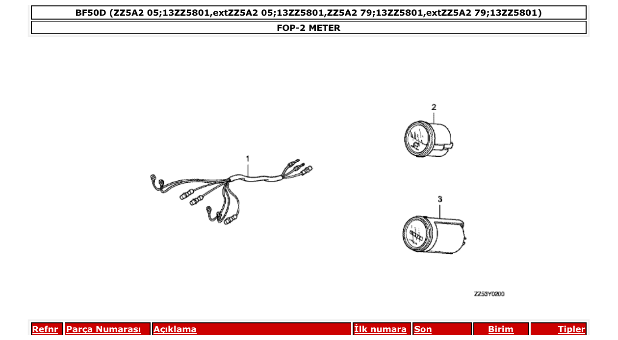 bf50d – section FOP-2 METER parts diagram
