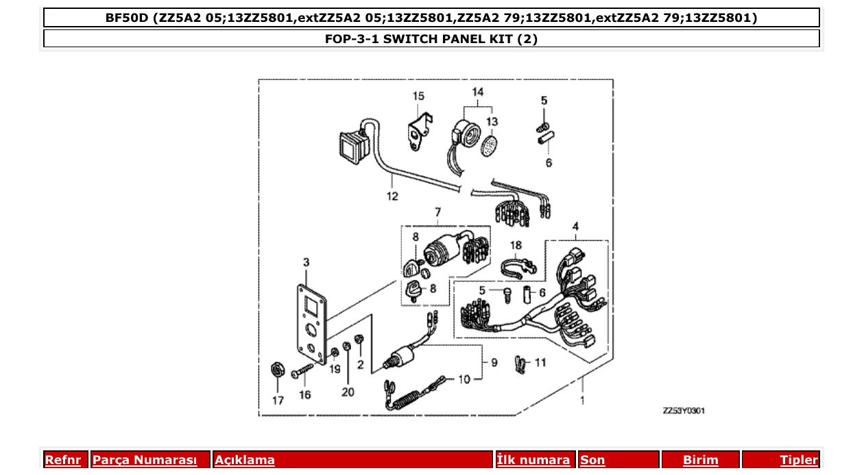 Fig. FOP-3-1 – SWITCH PANEL KIT (2) diagram