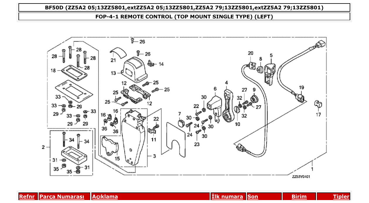 Fig. FOP-4-1 – REMOTE CONTROL (TOP MOUNT SINGLE TYPE) (LEFT) diagram