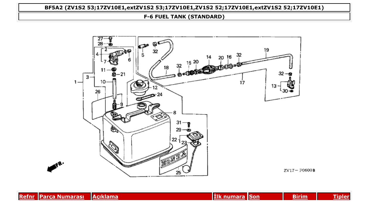 Fig. F-6 – FUEL TANK (STANDARD) diagram