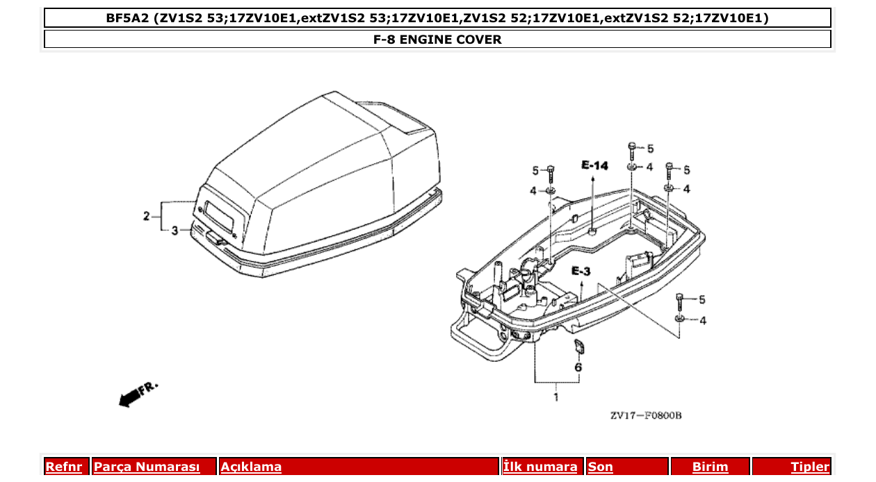 bf5a2 – section F-8 ENGINE COVER parts diagram