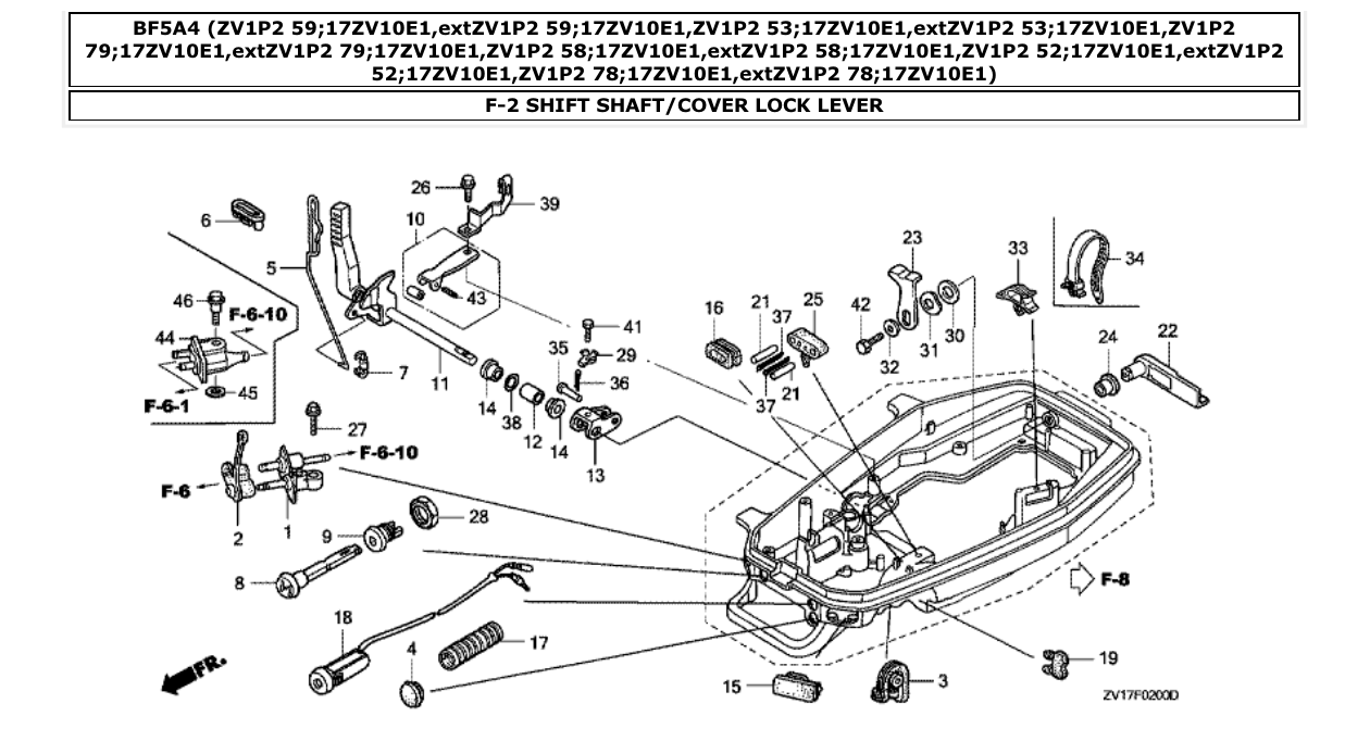 Fig. F-2 – SHIFT SHAFT/COVER LOCK LEVER diagram