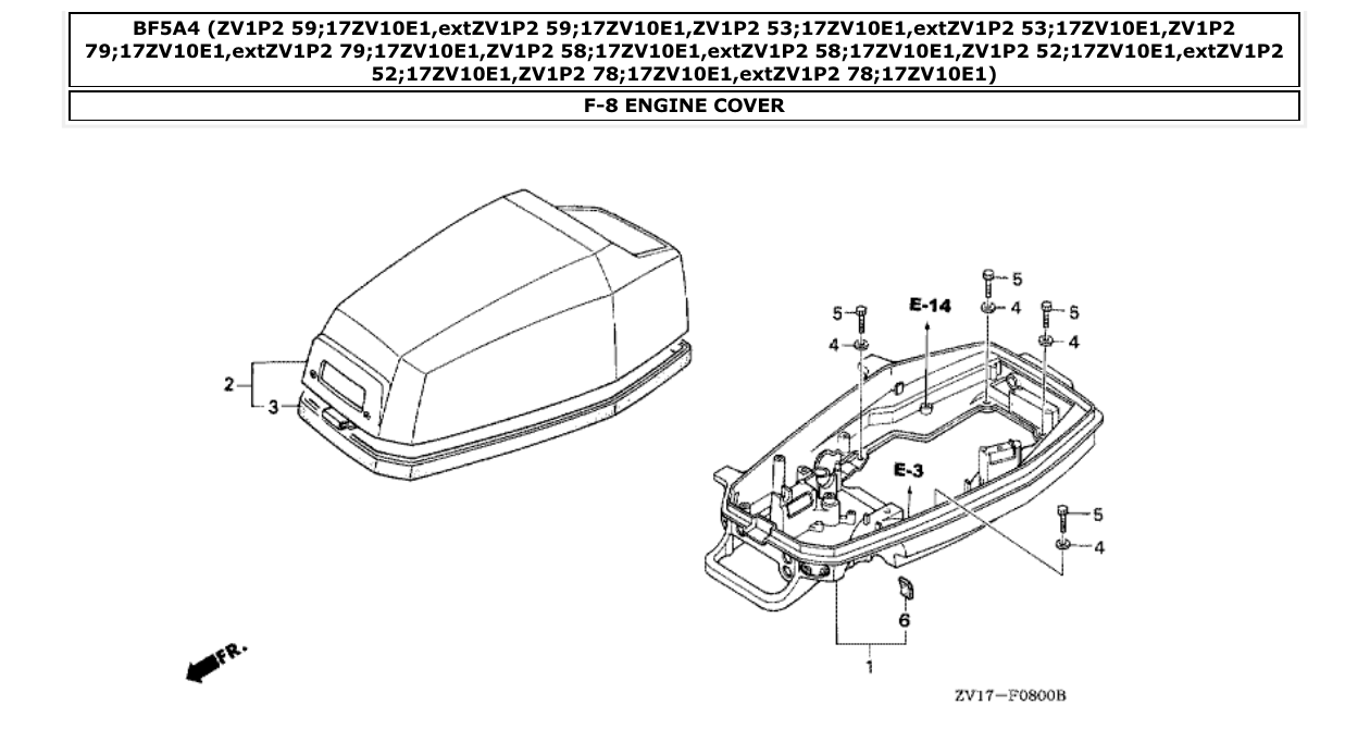 bf5a4 – section F-8 ENGINE COVER parts diagram