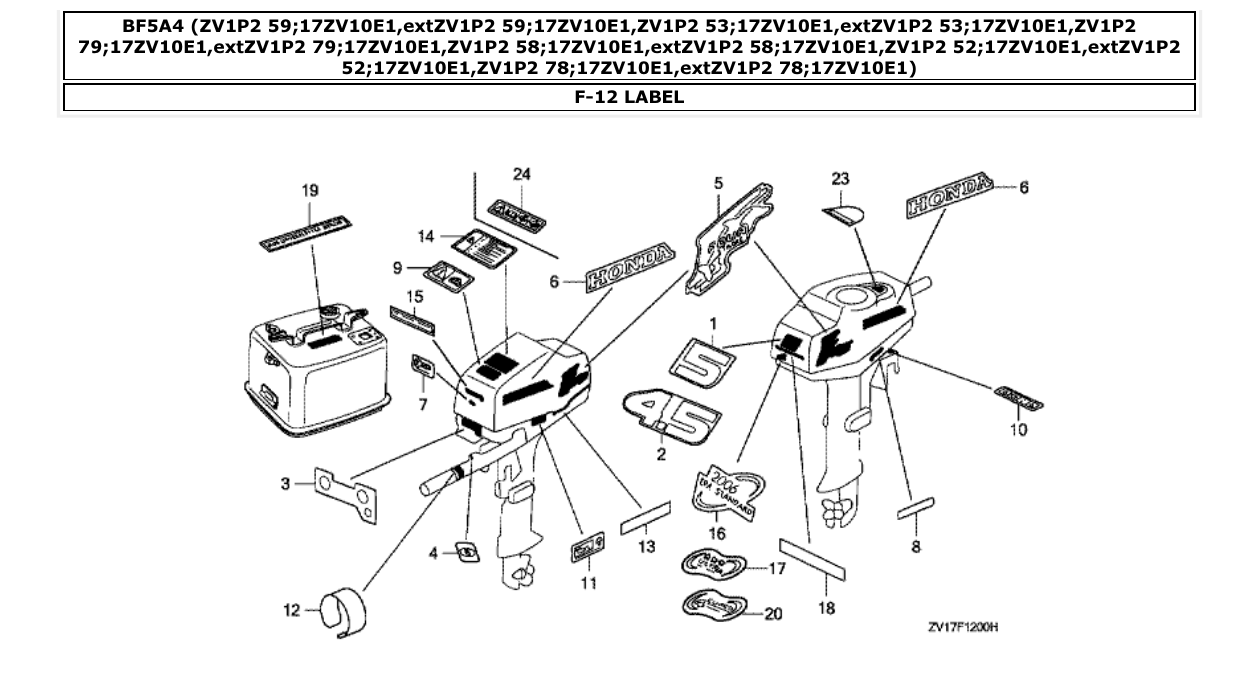 bf5a4 – section F-12 LABEL parts diagram