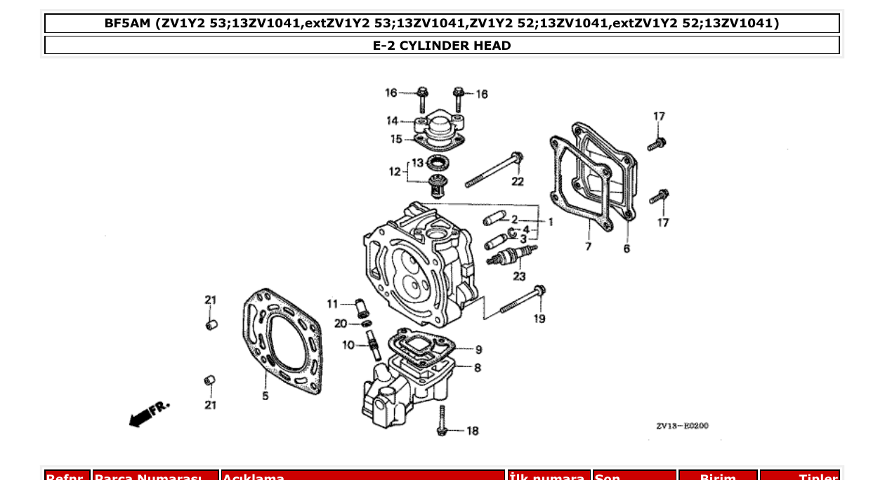 bf5am – section E-2 CYLINDER HEAD parts diagram