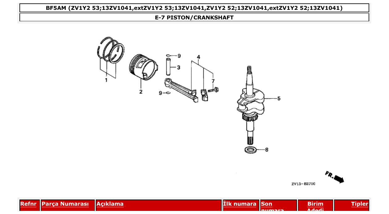 bf5am – section E-7 PISTON/CRANKSHAFT parts diagram